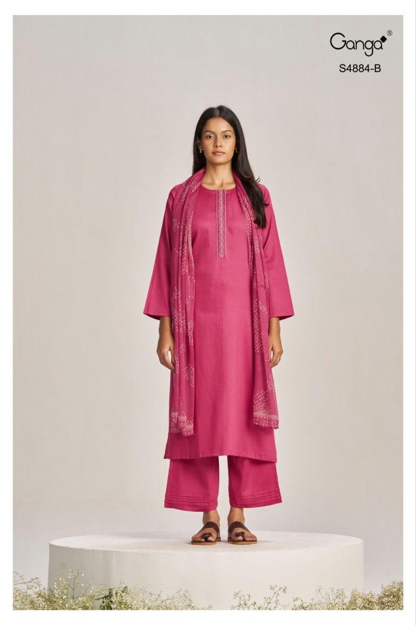 Gaura S4884 Ganga Cotton Satin Pant Style Suits Wholesale
