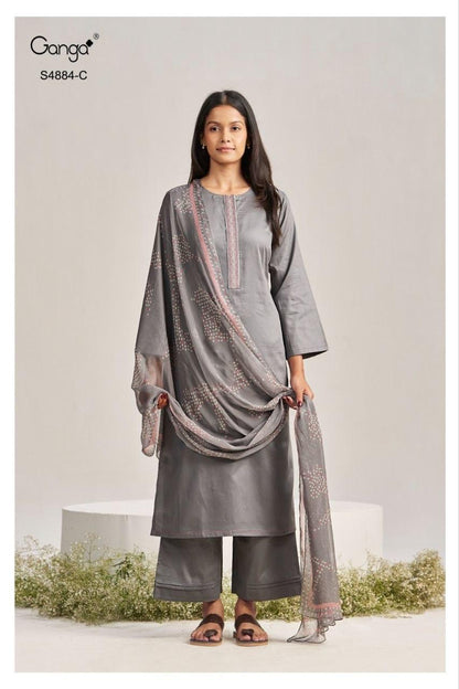 Gaura S4884 Ganga Cotton Satin Pant Style Suits Wholesale