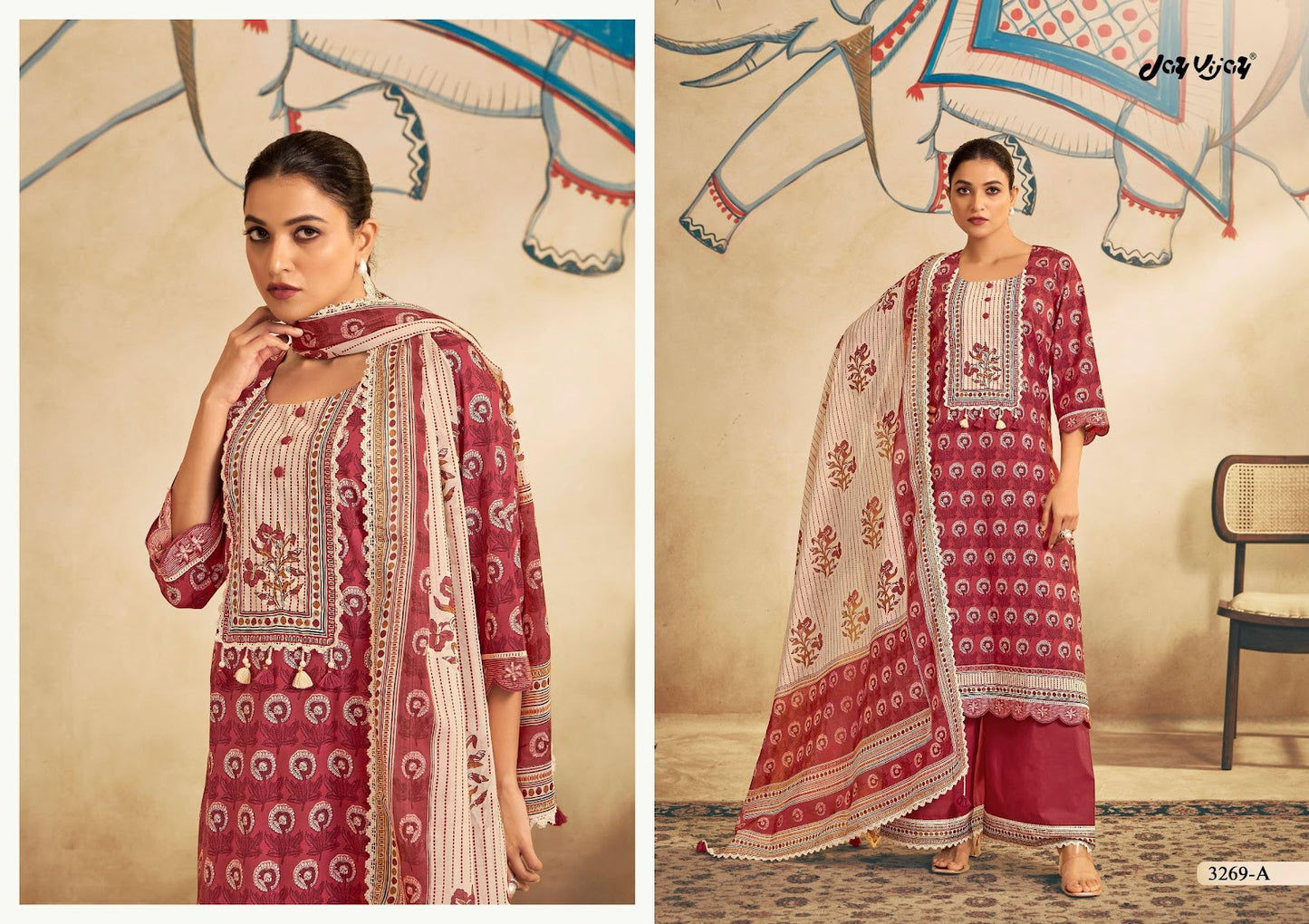 Gauri 3269 Jay Vijay Cotton Pant Style Suits Wholesaler Ahmedabad