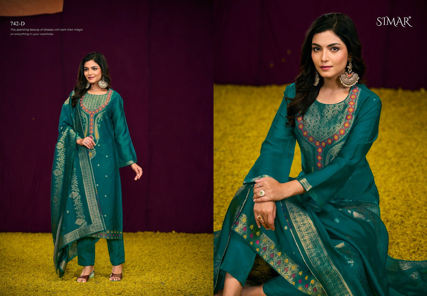 Gauri 742 Simar Silk Pant Style Suits Exporter Gujarat