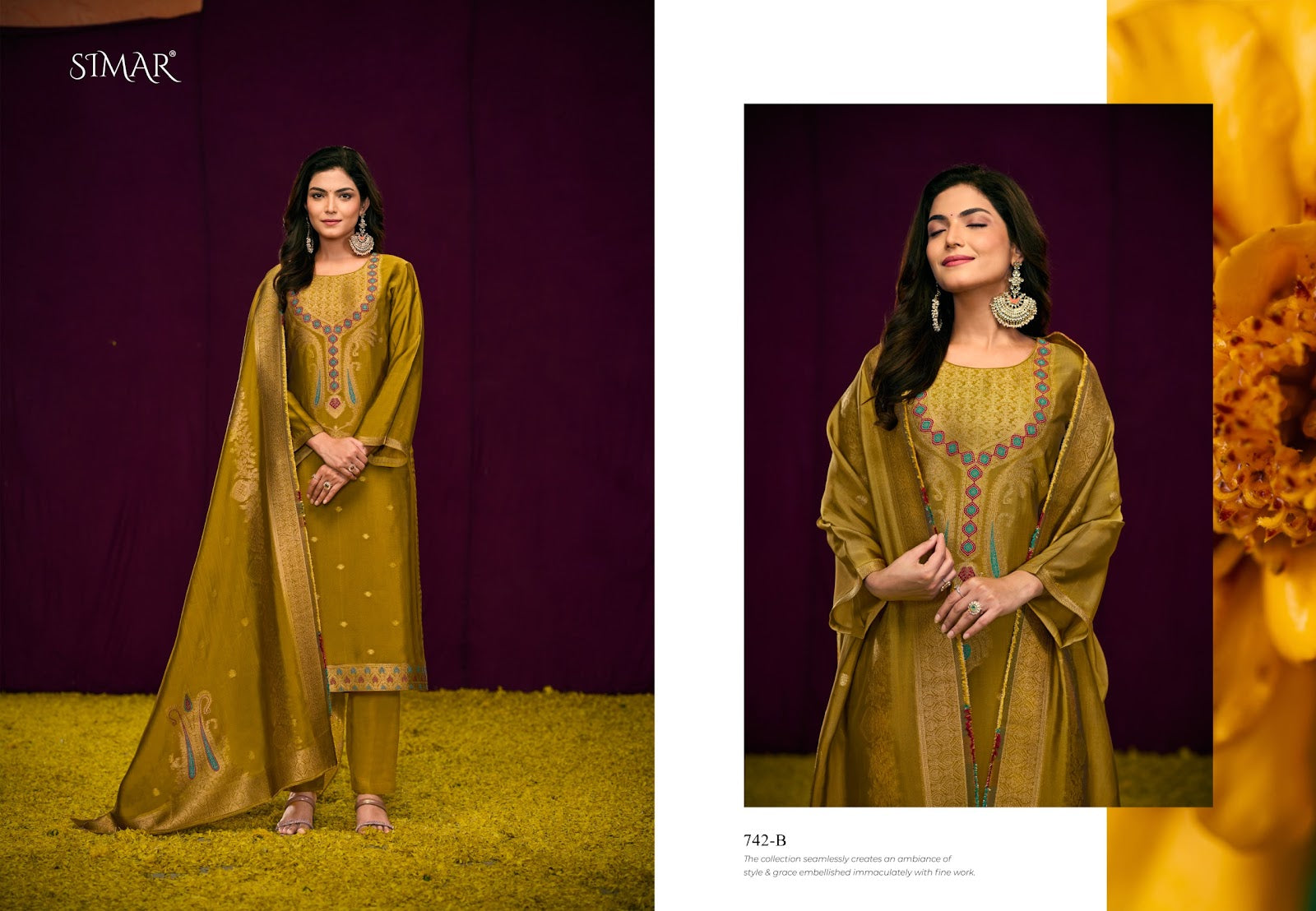 Gauri 742 Simar Silk Pant Style Suits Exporter Gujarat