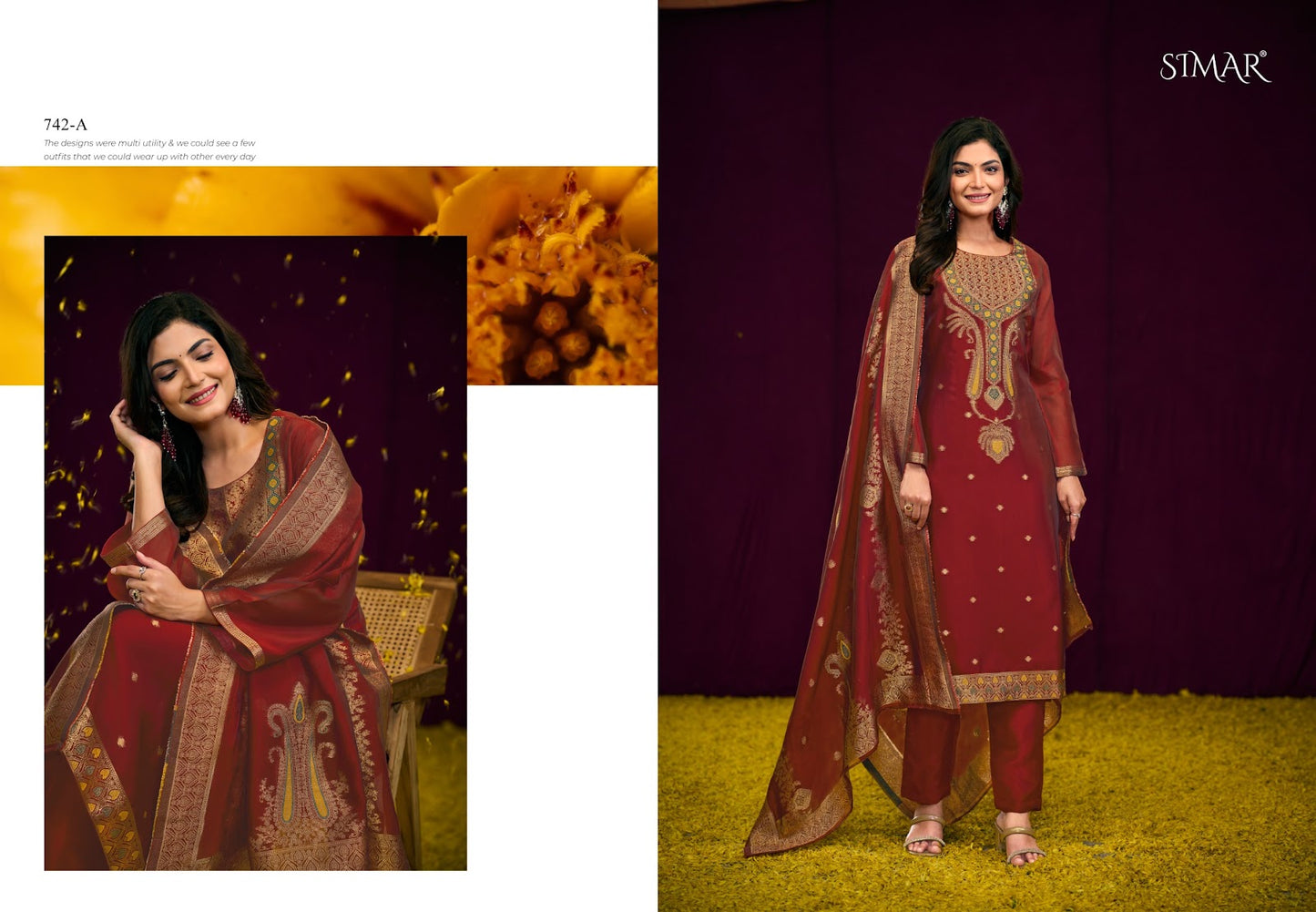 Gauri 742 Simar Silk Pant Style Suits Exporter Gujarat