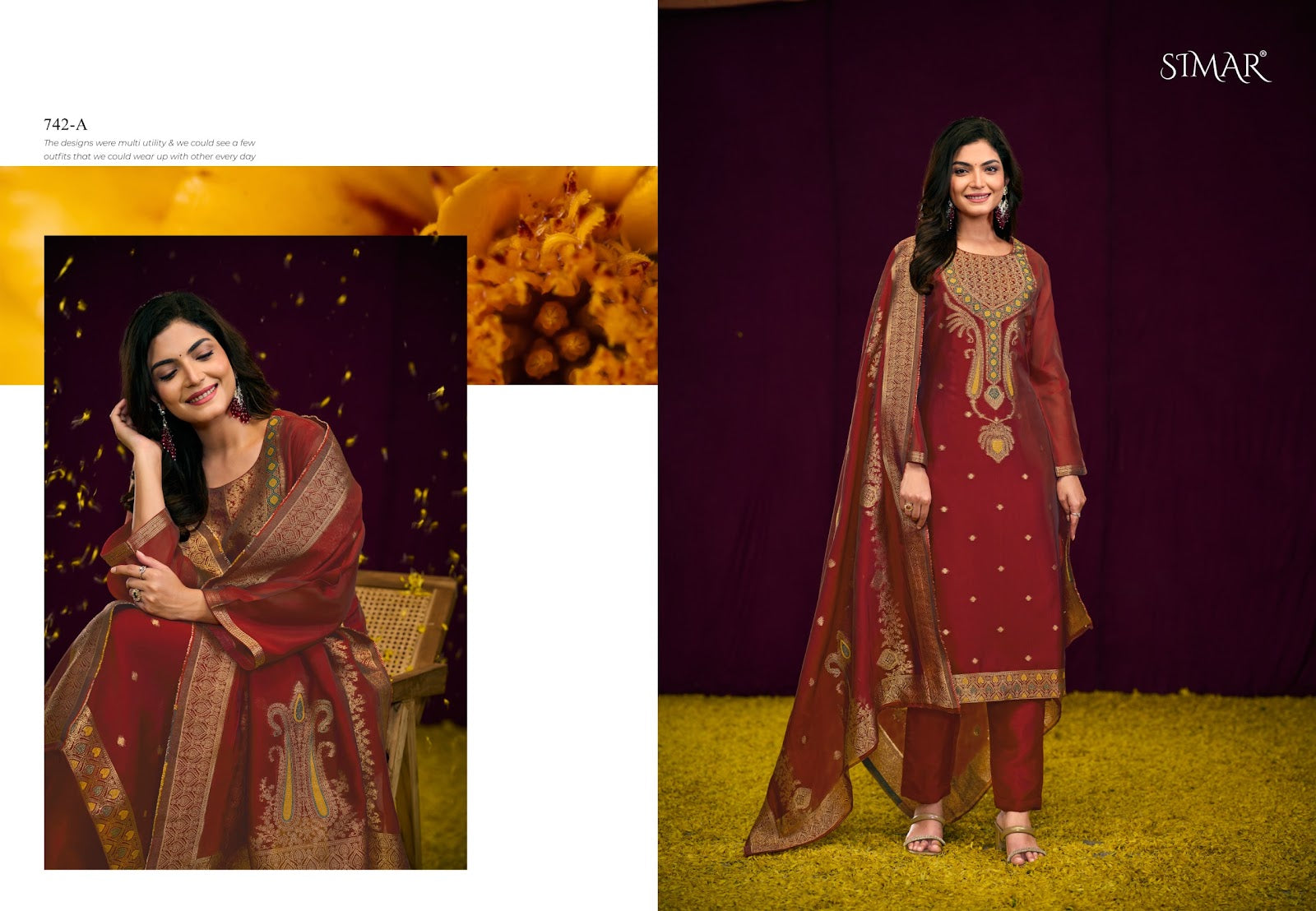 Gauri 742 Simar Silk Pant Style Suits Exporter Gujarat