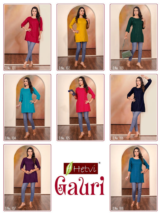 Gauri Hetvi Reyon Short Kurtis Manufacturer India