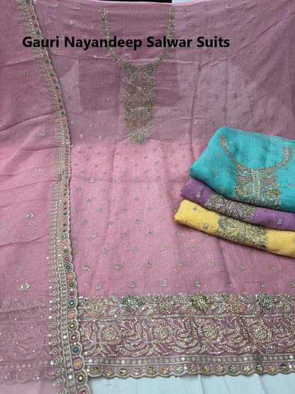 Gauri Nayandeep Silk Salwar Suits Wholesale