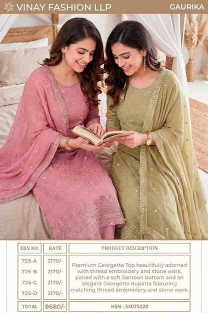 Gaurika Kuleesh Vinay Fashion Llp Georgette Pant Style Suits Manufacturer Gujarat