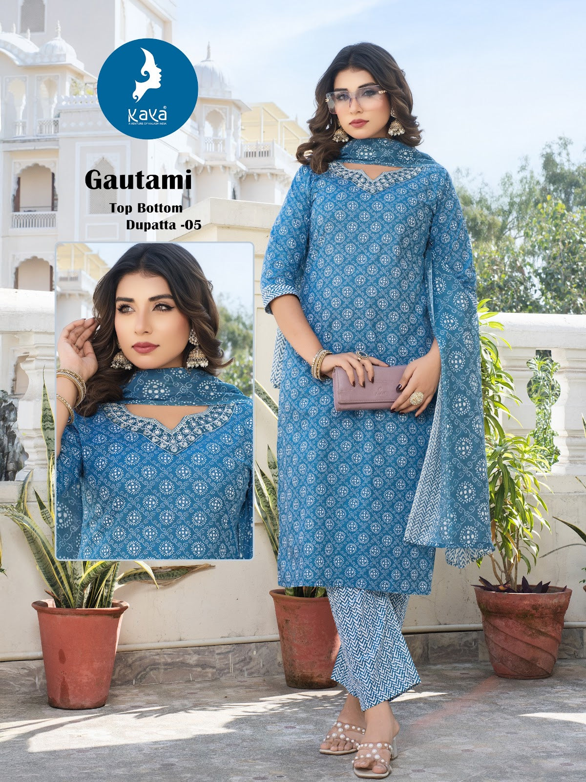 Gautami Kaya Cambric Readymade Cotton Pant Suits Manufacturer India