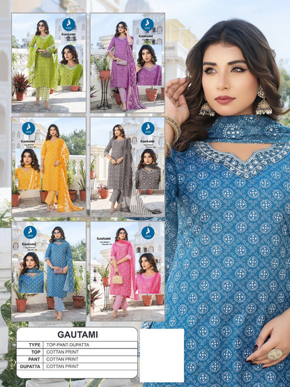 Gautami Kaya Cambric Readymade Cotton Pant Suits Manufacturer India