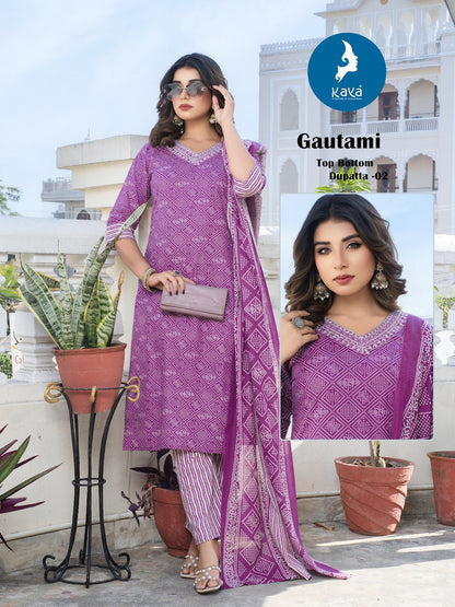 Gautami Kaya Cambric Readymade Cotton Pant Suits Manufacturer India