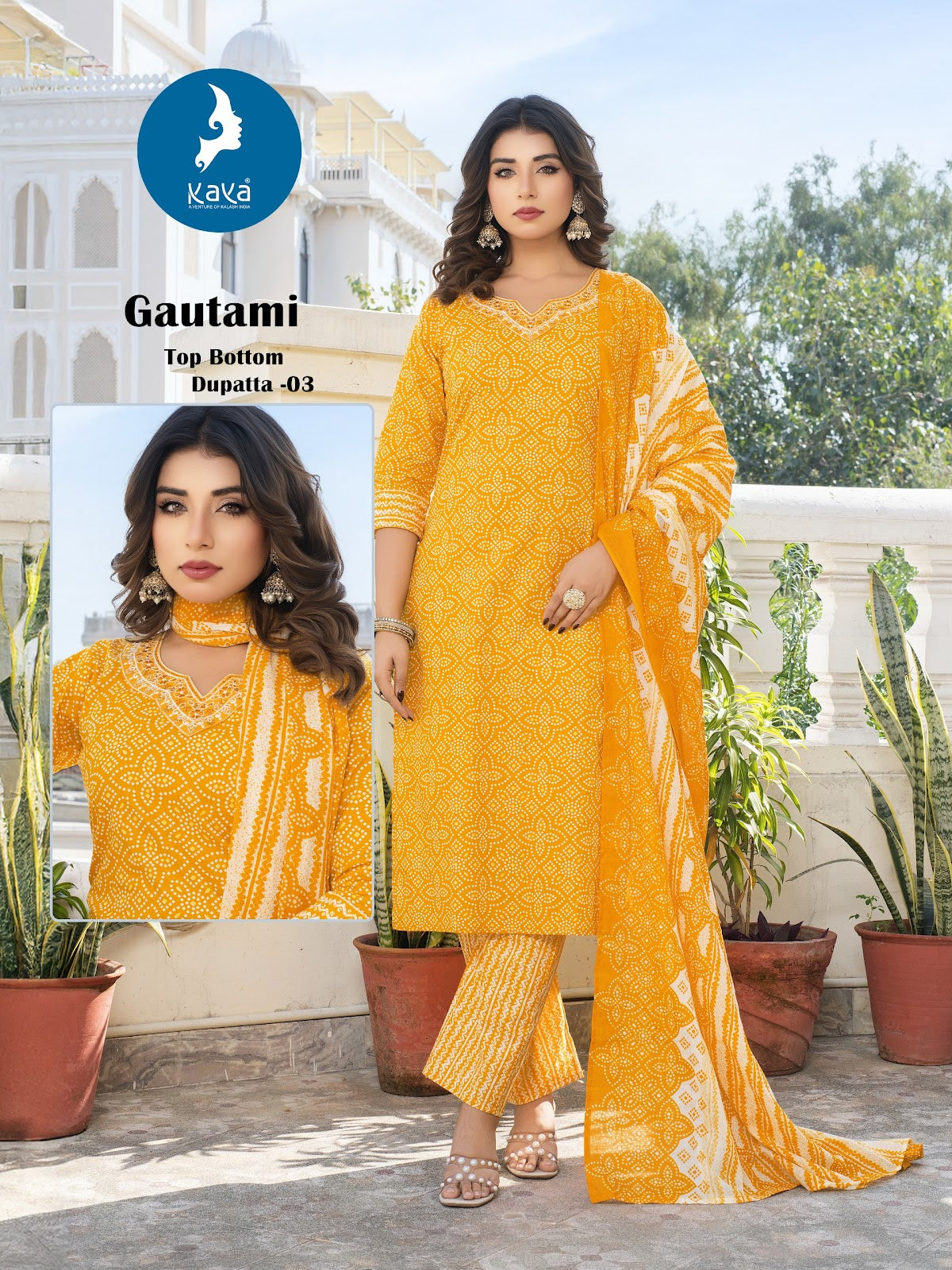 Gautami Kaya Cambric Readymade Cotton Pant Suits Manufacturer India