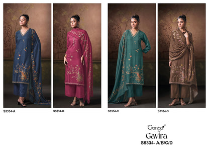 Gavira S5334 Ganga Wool Pashmina Suits Wholesale