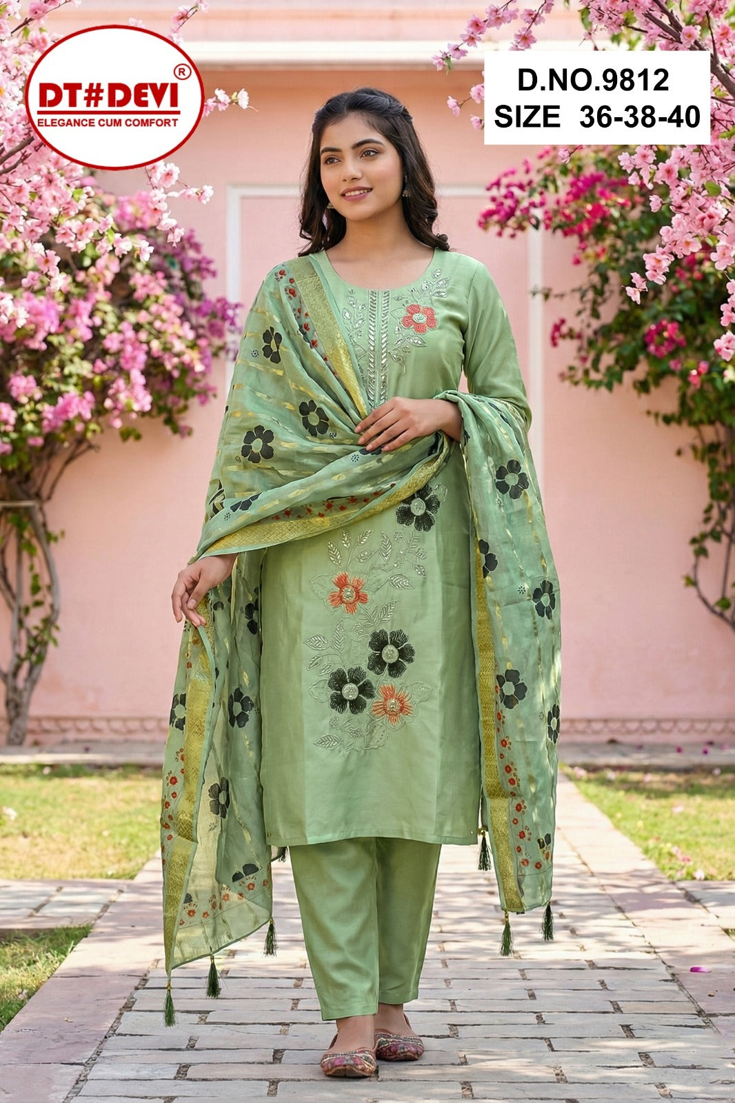 Gayatri 1 Dn 9812 Dt Devi Roman Silk Girls Readymade Pant Suits Wholesale Price