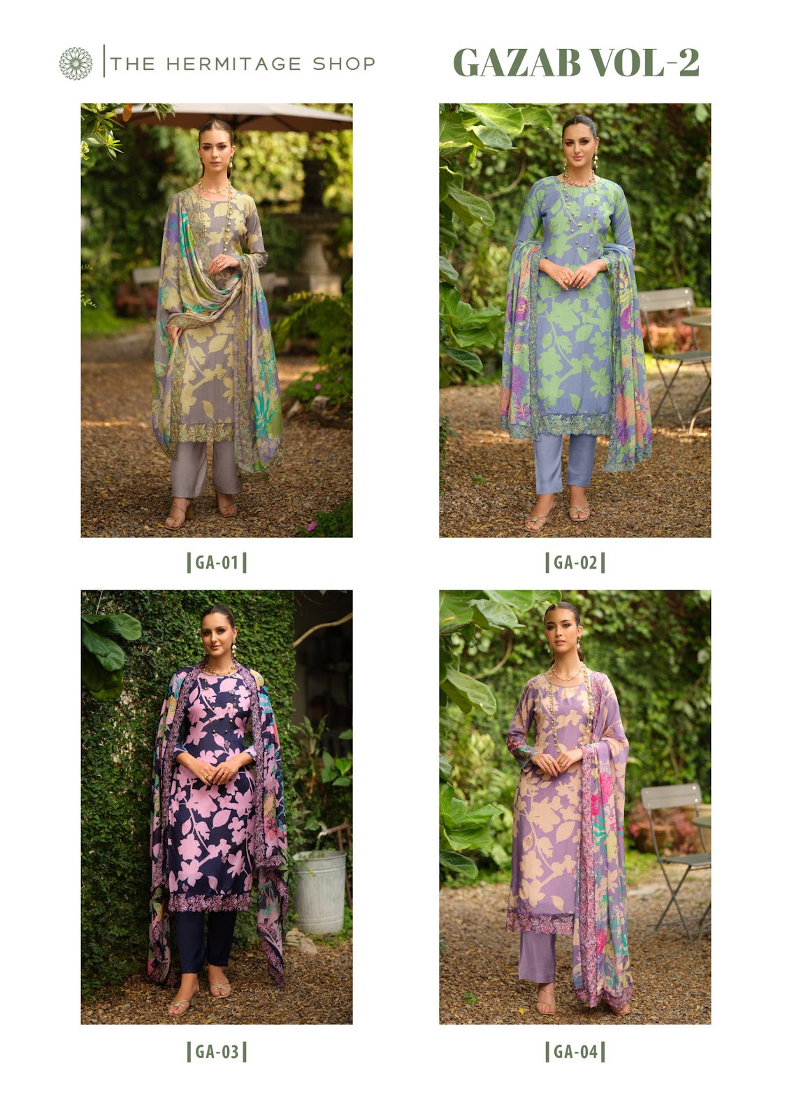 Gazab Vol 2 The Hermitage Shop Giza Satin Karachi Salwar Suits Wholesaler India