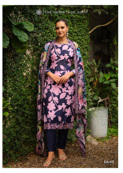Gazab Vol 2 The Hermitage Shop Giza Satin Karachi Salwar Suits Wholesaler India