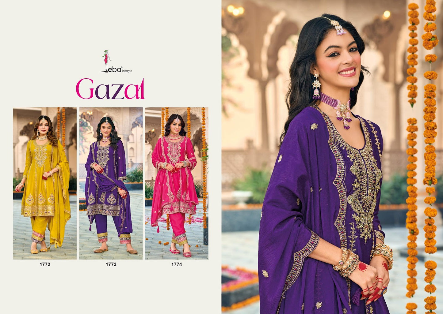 Gazal Eba Lifestyle Chinon Readymade Pant Style Suits Supplier