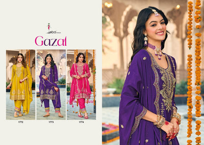Gazal Eba Lifestyle Chinon Readymade Pant Style Suits Supplier