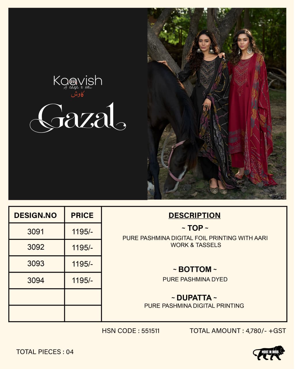 Gazal Kaavish Viscose Pashmina Suits Exporter Gujarat