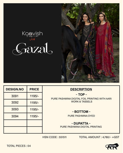 Gazal Kaavish Viscose Pashmina Suits Exporter Gujarat