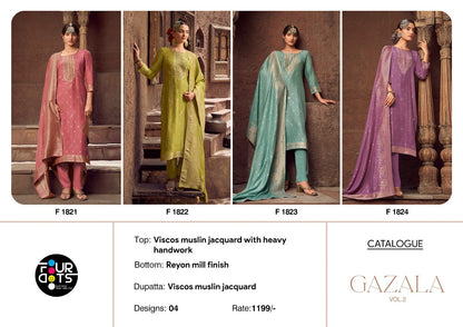 Gazala Vol 2 Four Dots Viscose Muslin Pant Style Suits Wholesale