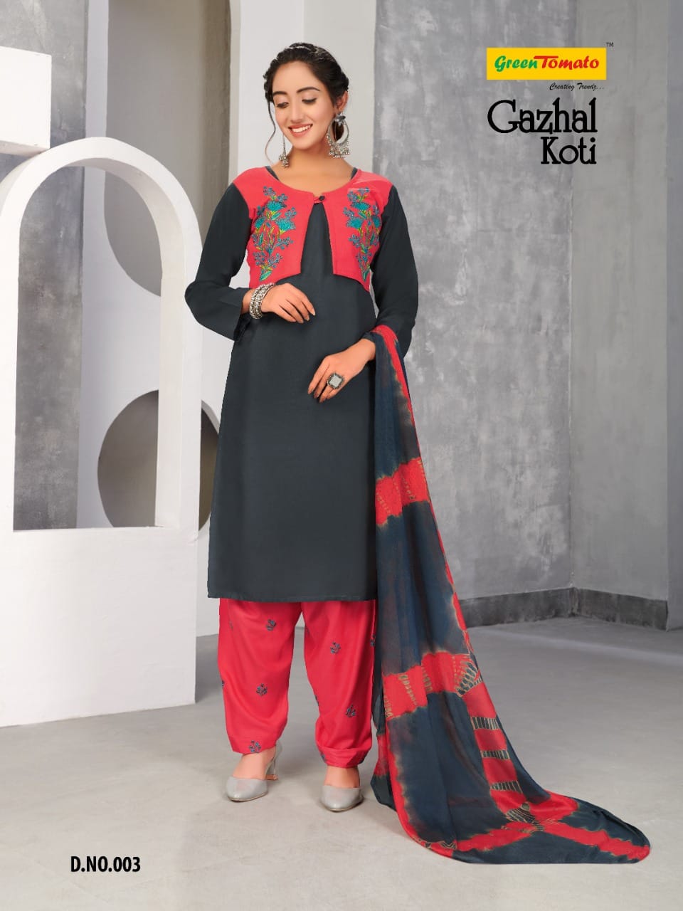 Gazhal Koti Green Tomato Heavy Rayon Readymade Salwar Suits Wholesale Price