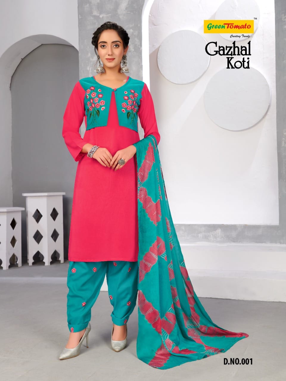 Gazhal Koti Green Tomato Heavy Rayon Readymade Salwar Suits Wholesale Price