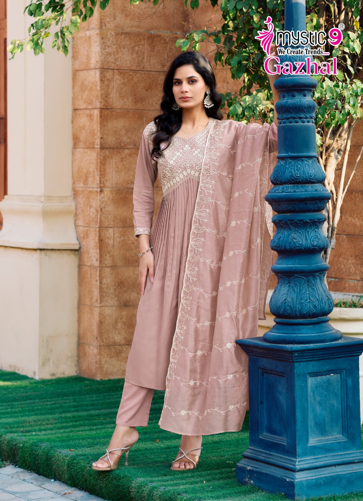 Gazhal Vol 1 Mystic 9 Italian Viscose Readymade Pant Style Suits Wholesaler Ahmedabad