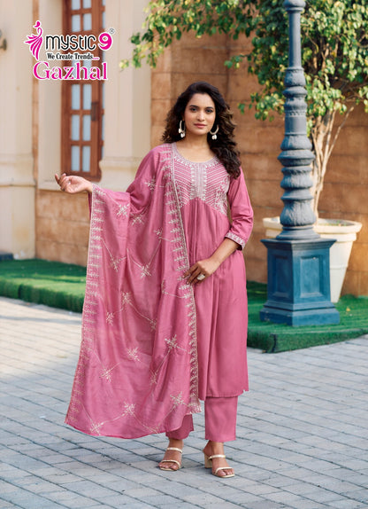 Gazhal Vol 1 Mystic 9 Italian Viscose Readymade Pant Style Suits Wholesaler Ahmedabad
