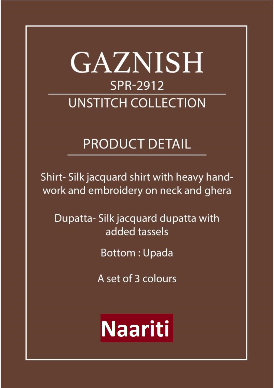 Gaznish 2912 Naariti Silk Jacquard Pant Style Suits Manufacturer India