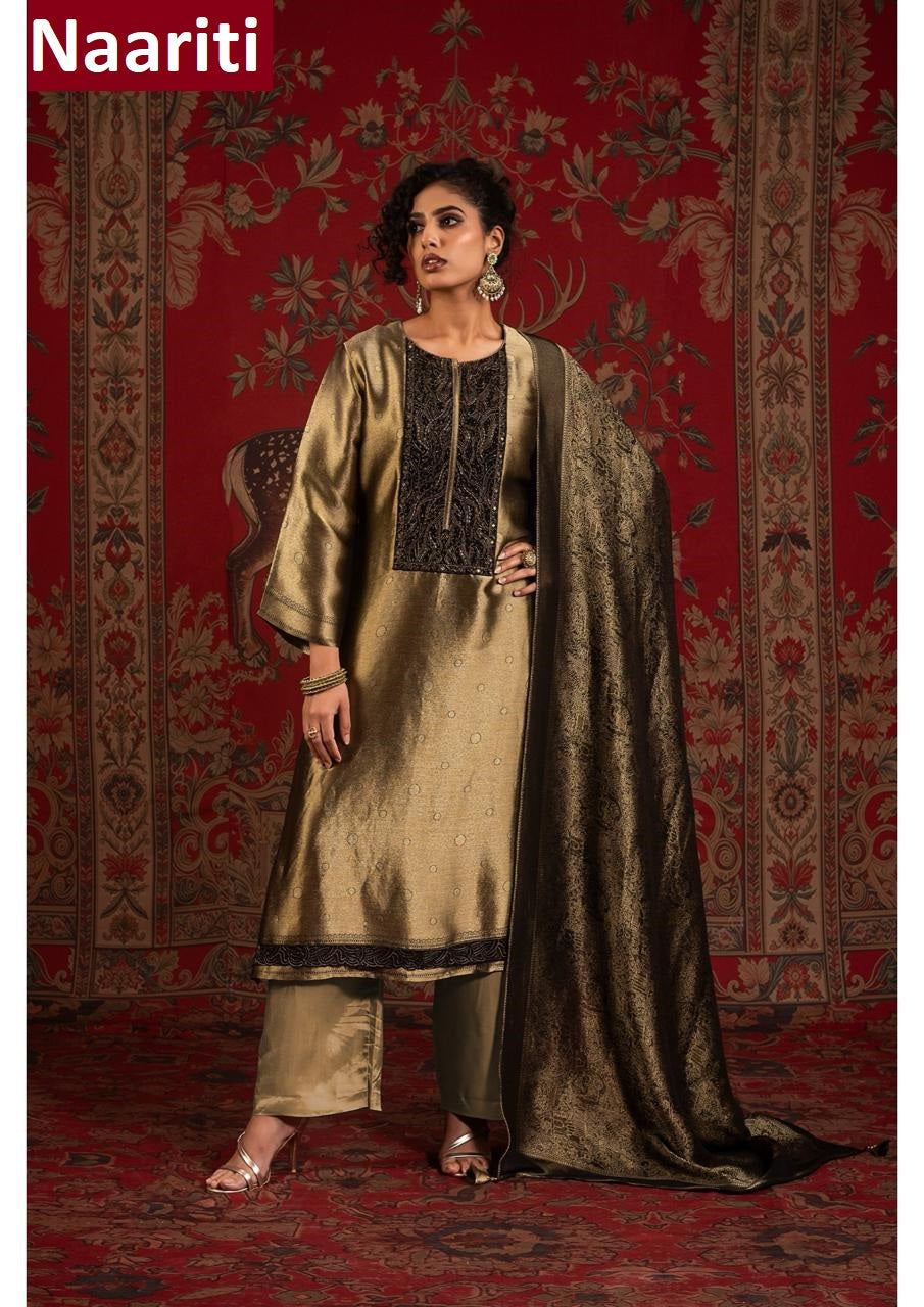 Gaznish 2912 Naariti Silk Jacquard Pant Style Suits Manufacturer India