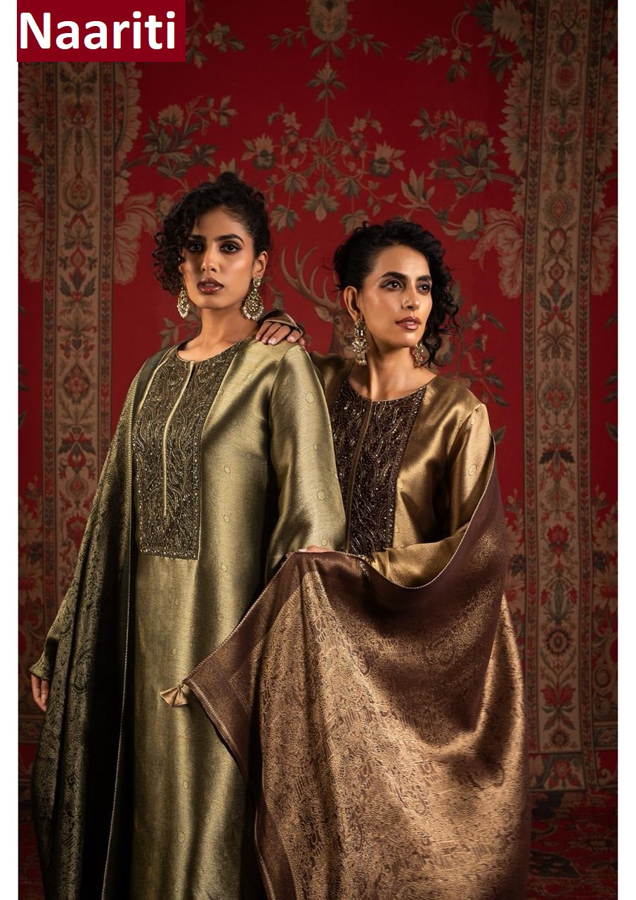 Gaznish 2912 Naariti Silk Jacquard Pant Style Suits Manufacturer India