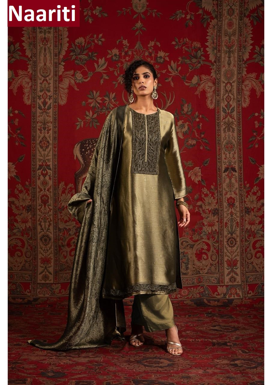 Gaznish 2912 Naariti Silk Jacquard Pant Style Suits Manufacturer India