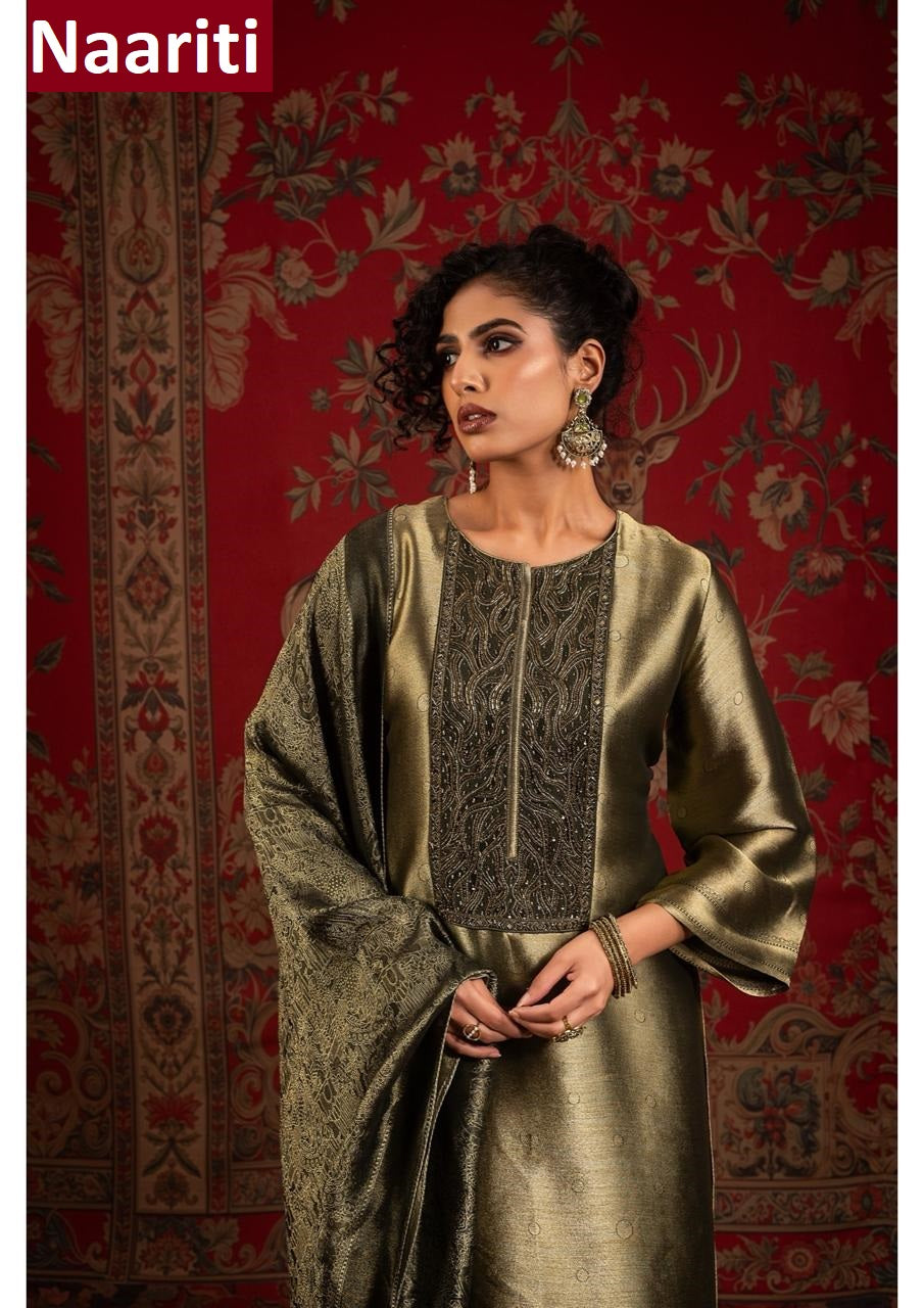 Gaznish 2912 Naariti Silk Jacquard Pant Style Suits Manufacturer India