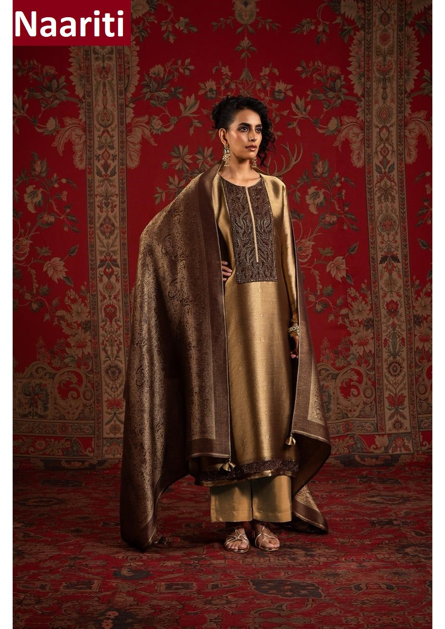 Gaznish 2912 Naariti Silk Jacquard Pant Style Suits Manufacturer India