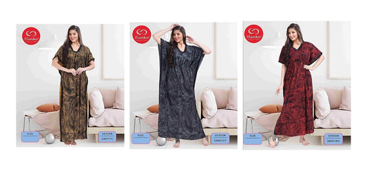 Gb001 Slumber Satin Kaftan Nighty Exporter Gujarat