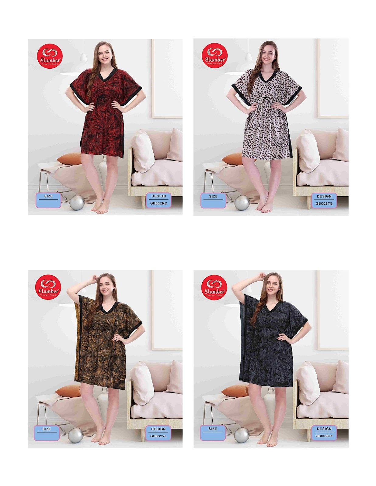 Gb002 Slumber Satin Kaftan Nighty Manufacturer Ahmedabad