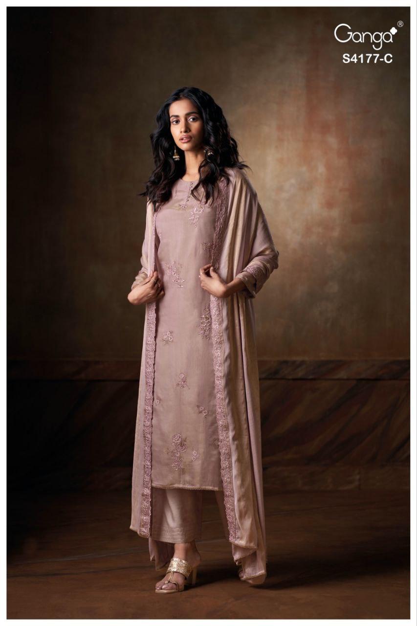 Geesha 4177 Ganga Bemberg Silk Plazzo Style Suits Manufacturer
