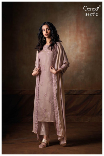 Geesha 4177 Ganga Bemberg Silk Plazzo Style Suits Manufacturer