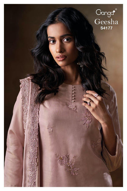Geesha 4177 Ganga Bemberg Silk Plazzo Style Suits Manufacturer