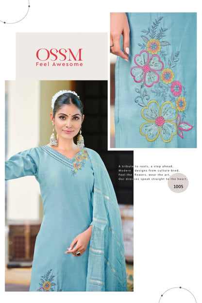 Geet Ossm Roman Silk Readymade Pant Style Suits Wholesaler Ahmedabad