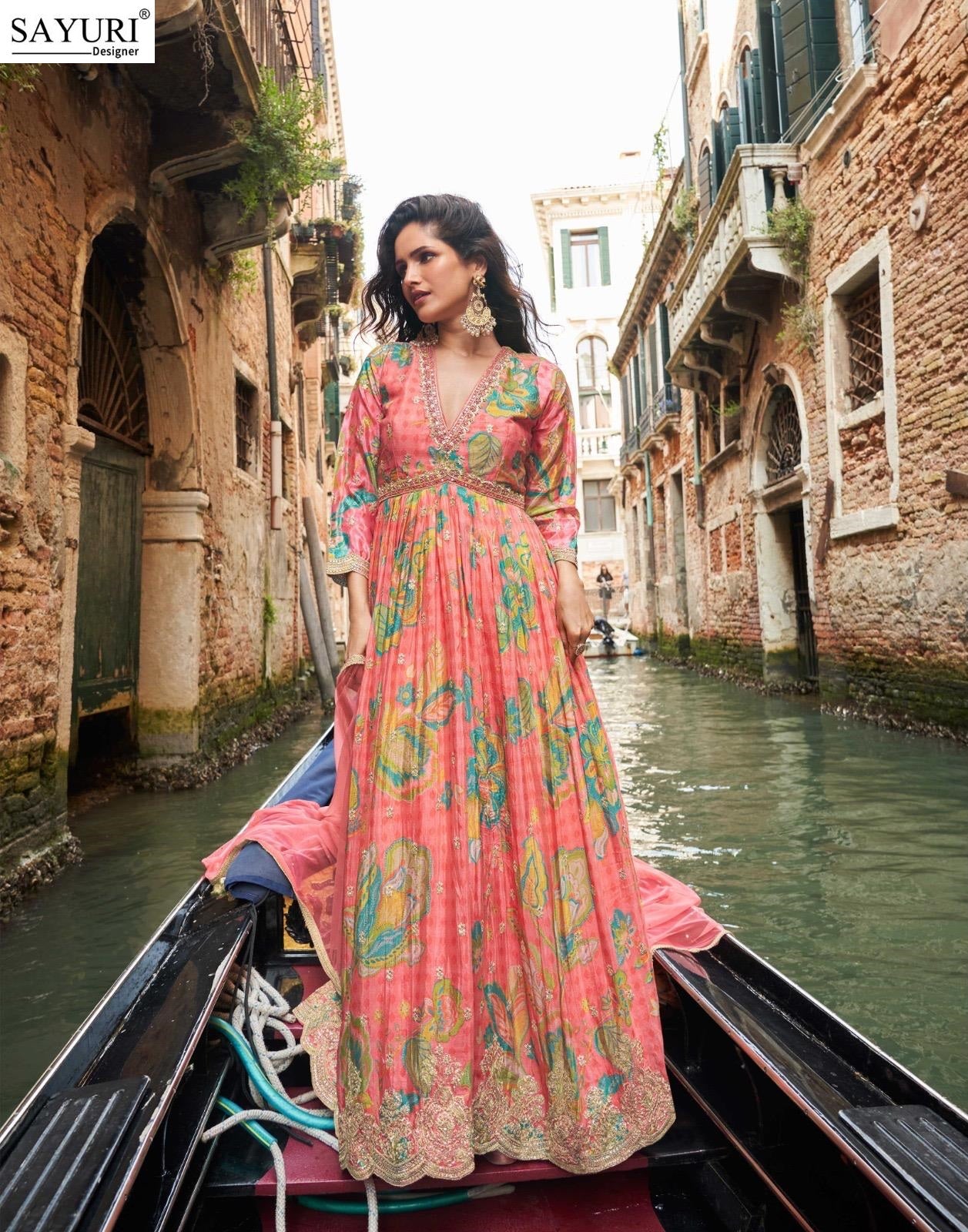 Geet Sayuri Chinon Silk Gown Dupatta Set Supplier