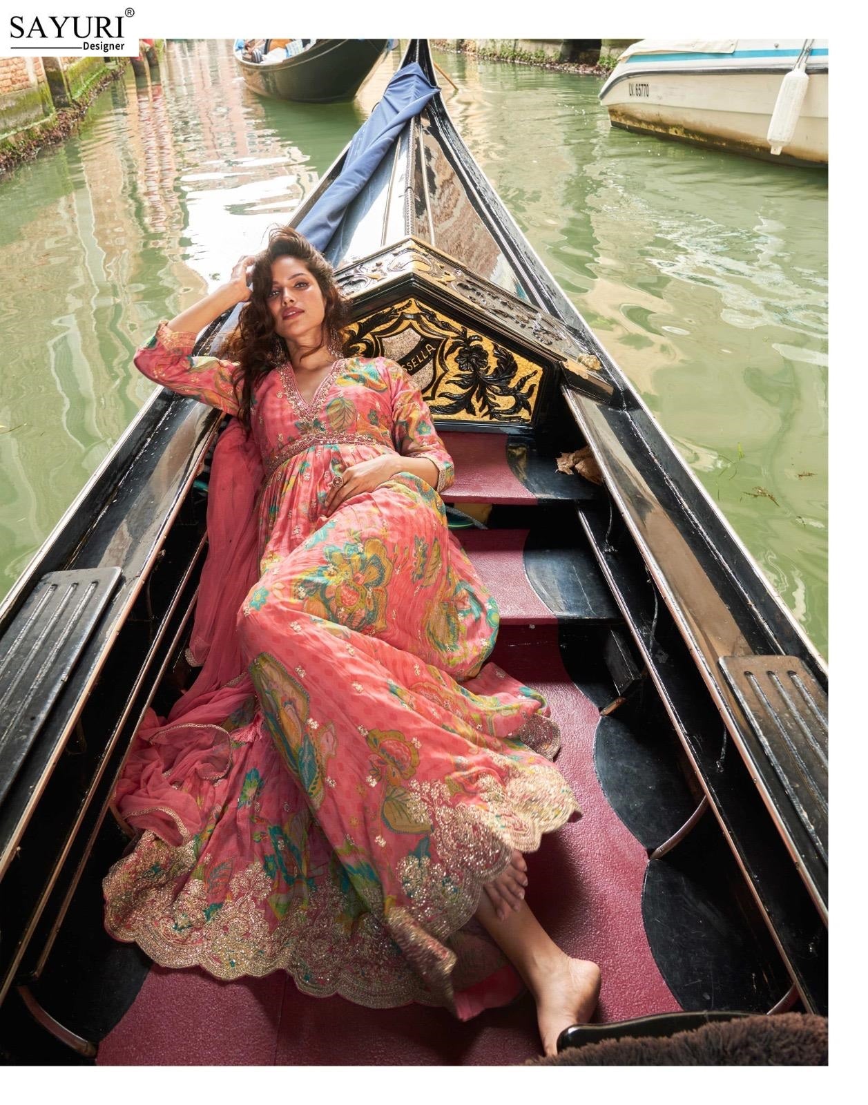 Geet Sayuri Chinon Silk Gown Dupatta Set Supplier