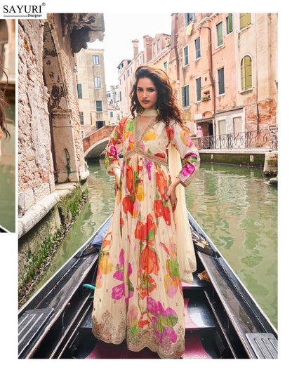 Geet Sayuri Chinon Silk Gown Dupatta Set Supplier