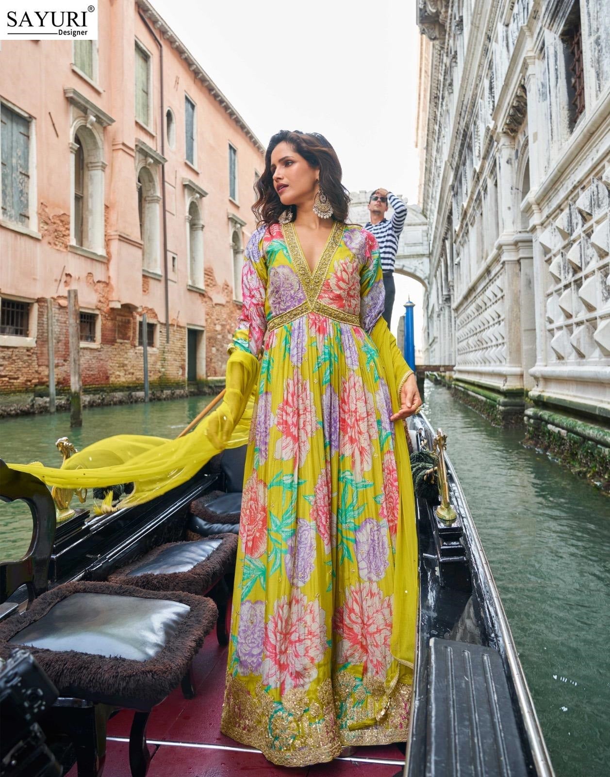 Geet Sayuri Chinon Silk Gown Dupatta Set Supplier