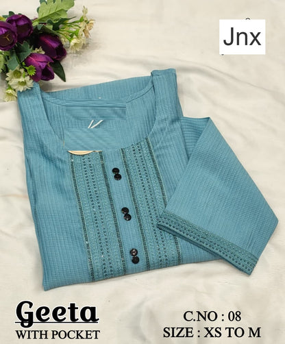 Geeta Jnx Berlin Kurti With Pocket Wholesale Price