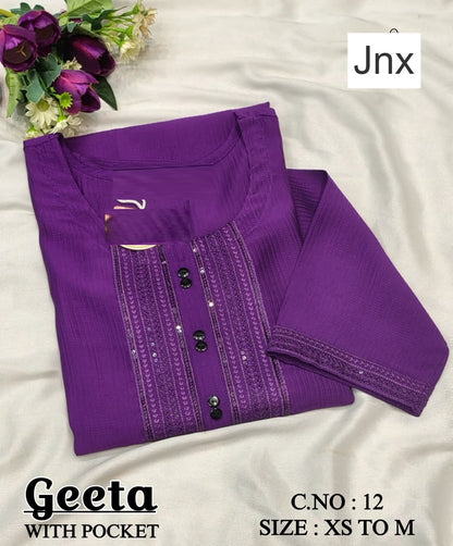 Geeta Jnx Berlin Kurti With Pocket Wholesale Price
