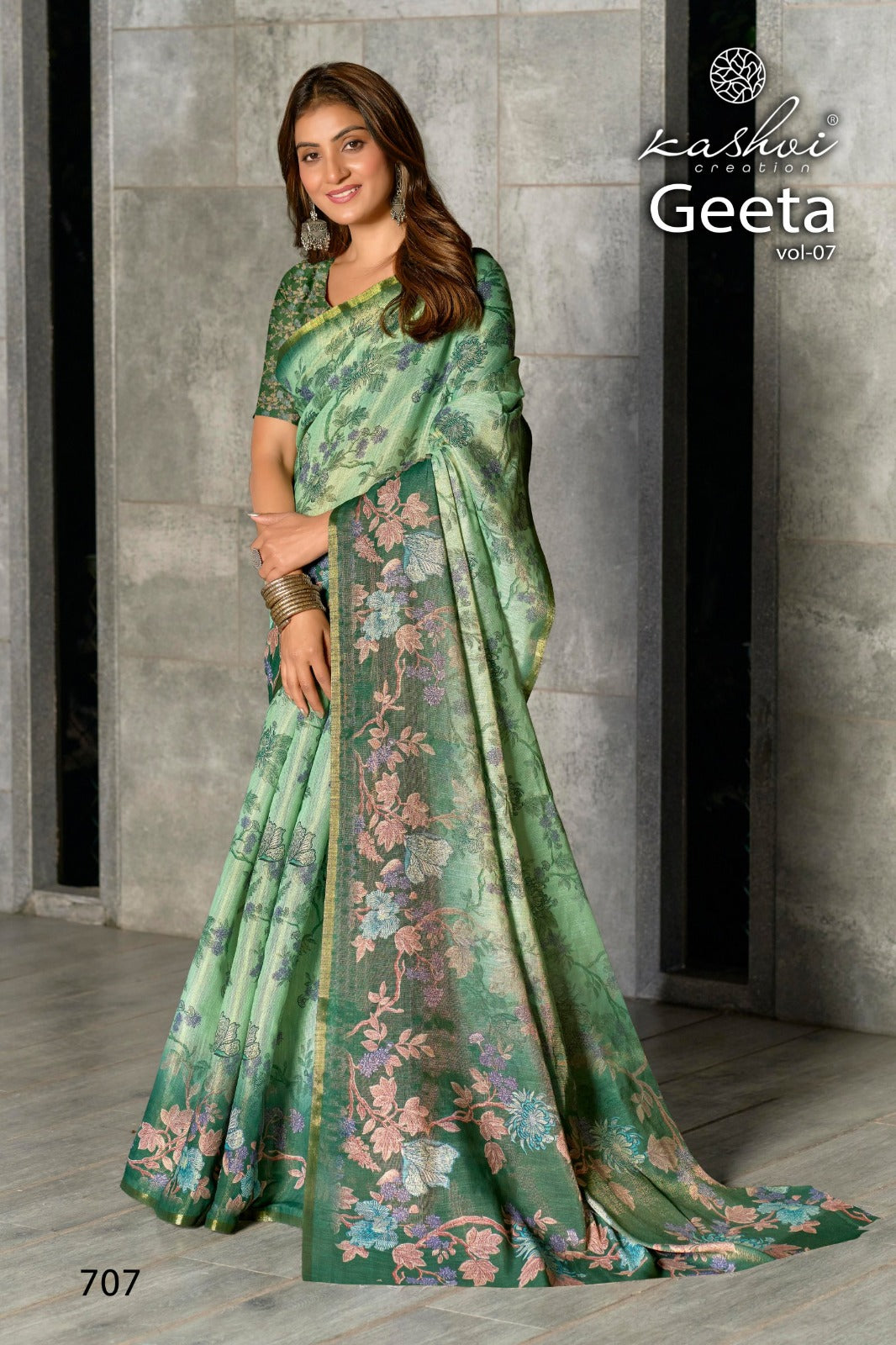 Geeta Vol 7 Kashvi Creation Shimmer Sarees Exporter Ahmedabad