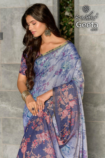 Geeta Vol 7 Kashvi Creation Shimmer Sarees Exporter Ahmedabad