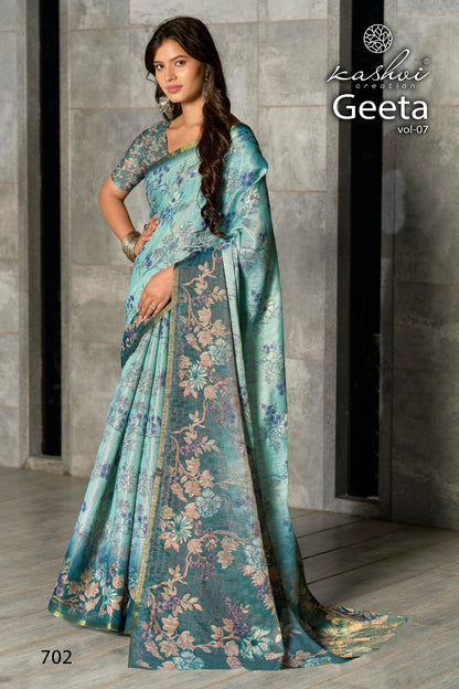 Geeta Vol 7 Kashvi Creation Shimmer Sarees Exporter Ahmedabad
