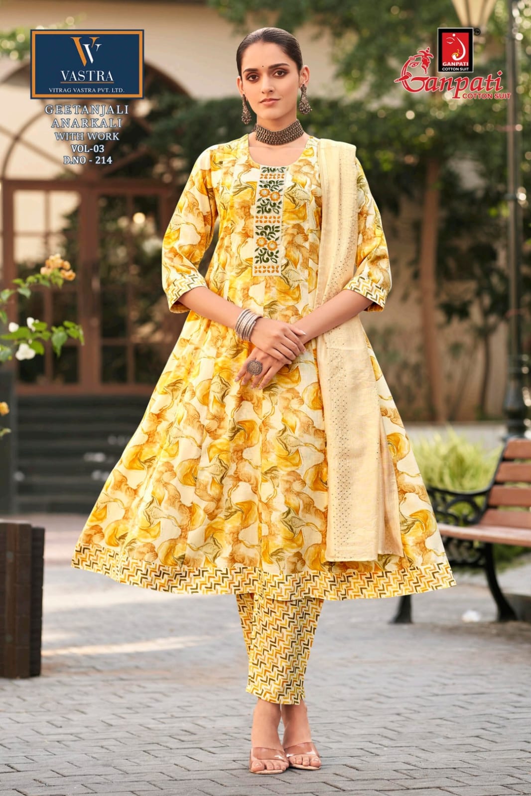 Geetanjali Vol 3 Vastra Ganpati Rayon Slub Readymade Anarkali Suits Wholesaler India