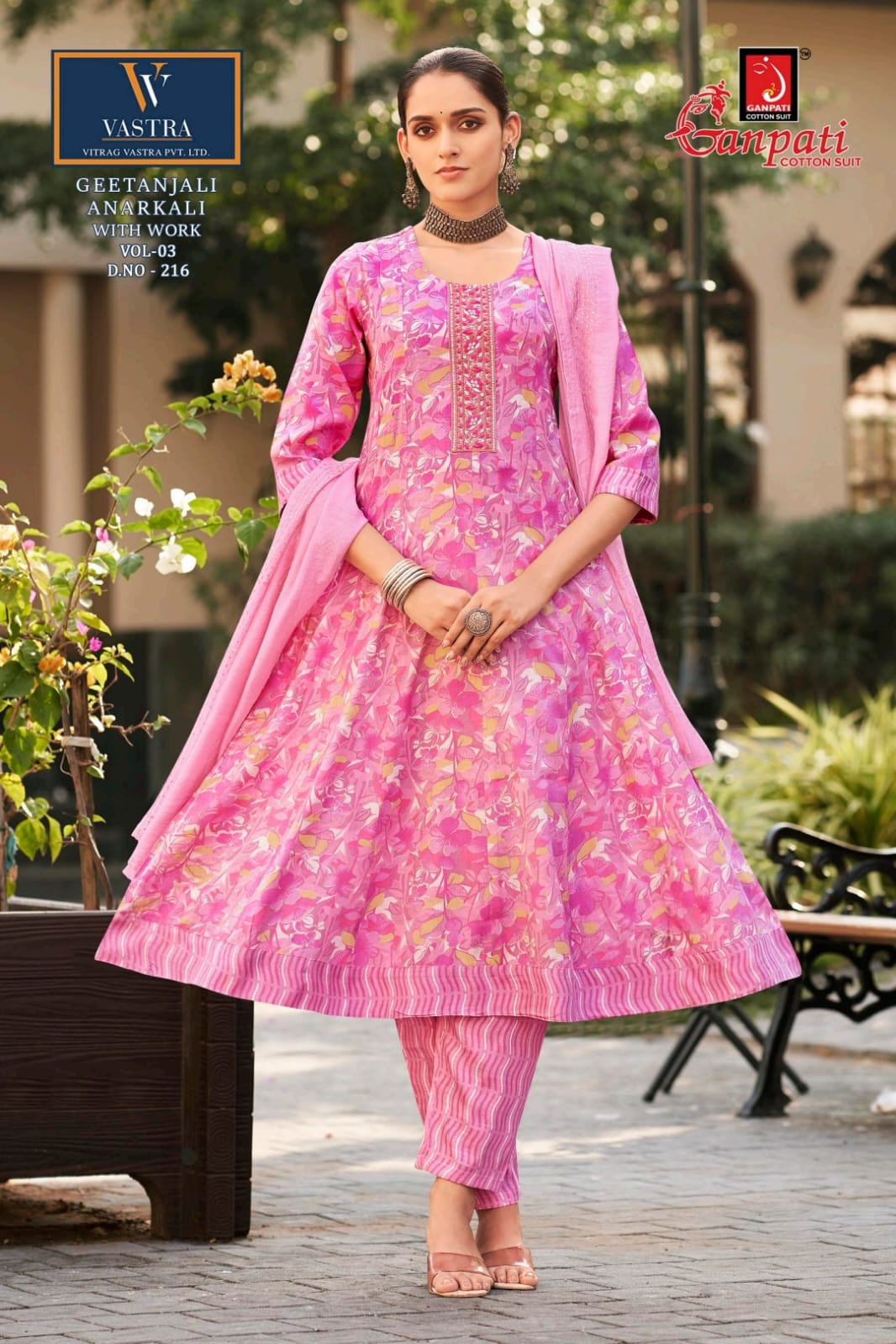 Geetanjali Vol 3 Vastra Ganpati Rayon Slub Readymade Anarkali Suits Wholesaler India